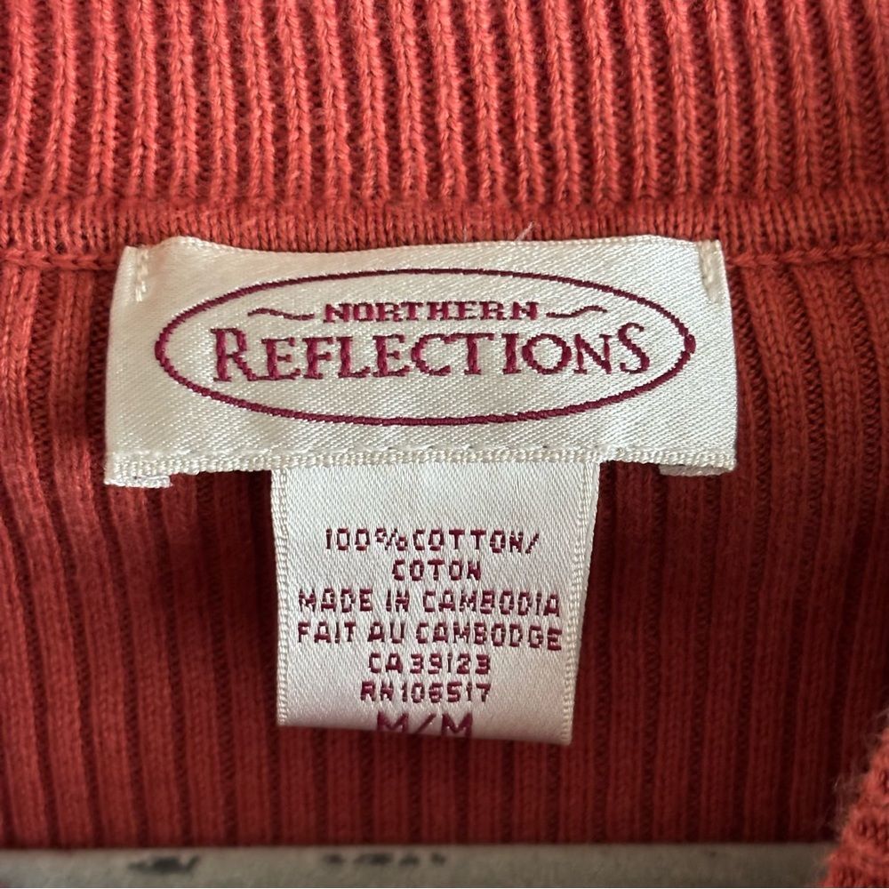 Northern Reflections 100% Cotton Orange Pink Knit Sweater Sz M - Picture 4 of 4
